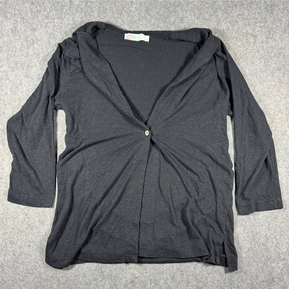 Free People FP Beach Cardigan‎ Women Medium Grey Jersey Single Button Relaxed
